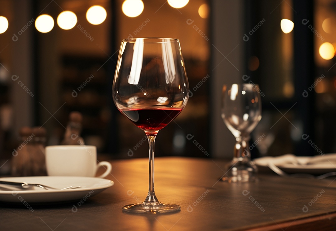 Taça de vinho sobre a mesa