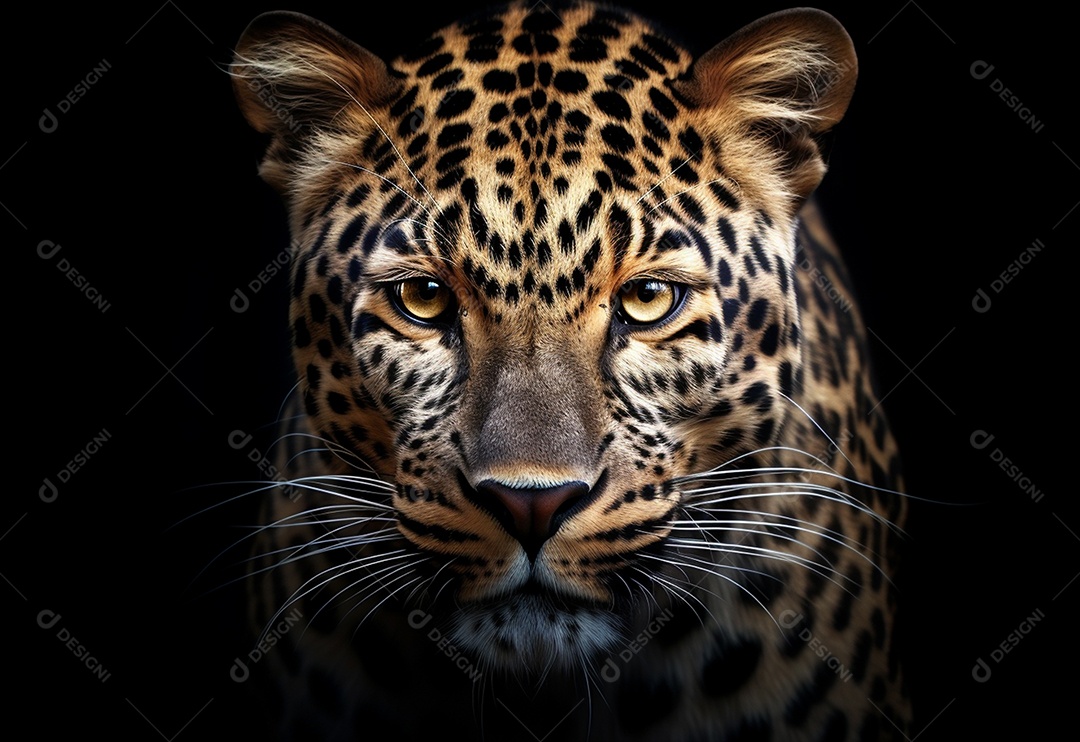 Lindo leopardo em fundo isolado