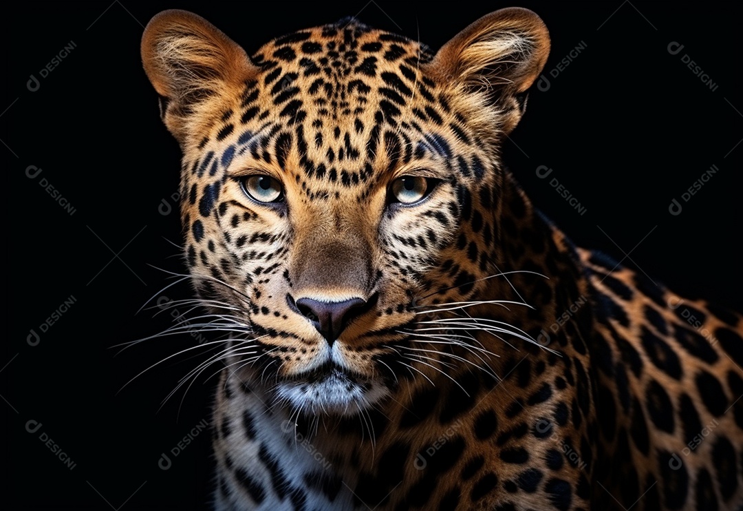 Lindo leopardo em fundo isolado