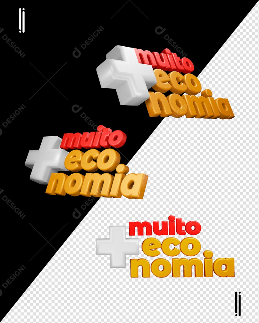 Muito Mais Economia Selo 3D para Composição PSD