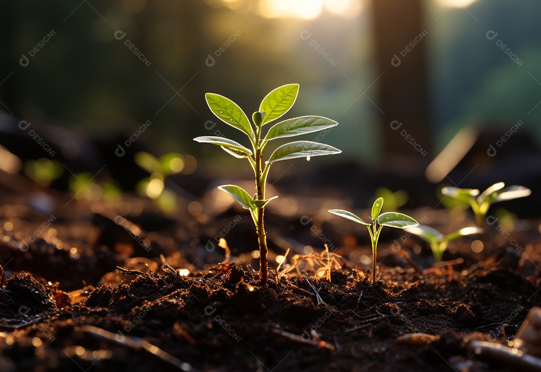 Novo crescimento mudas de plantas crescendo