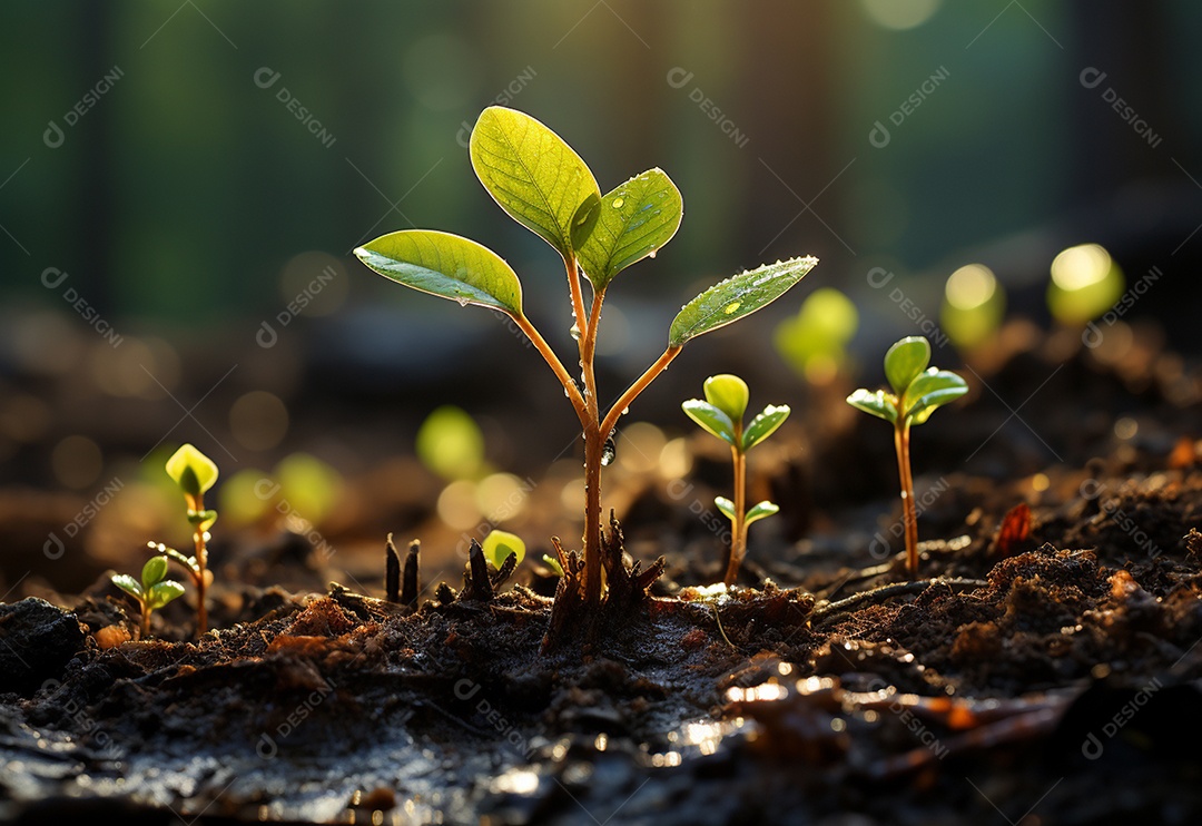 Novo crescimento mudas de plantas crescendo