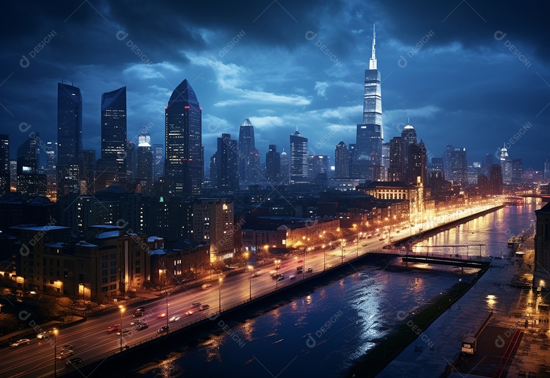 Visão noturna da cidade