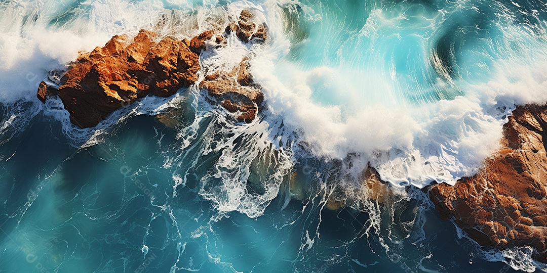 Foto aérea de ondas quebrando na costa