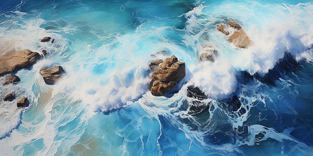 Foto aérea de ondas quebrando na costa