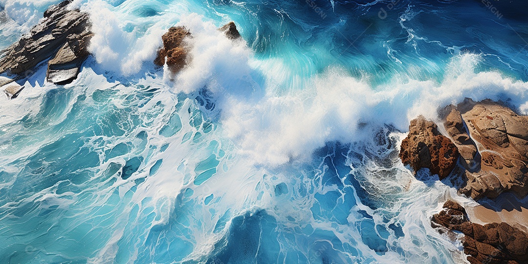 Foto aérea de ondas quebrando na costa