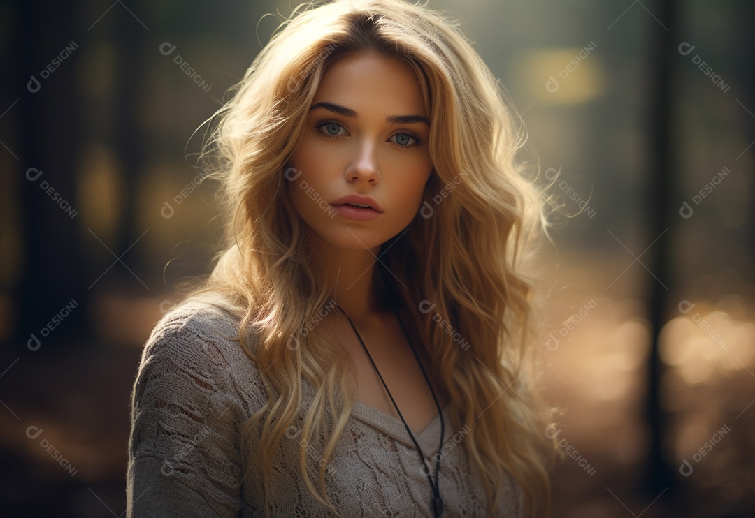 Retrato de uma jovem loira atraente