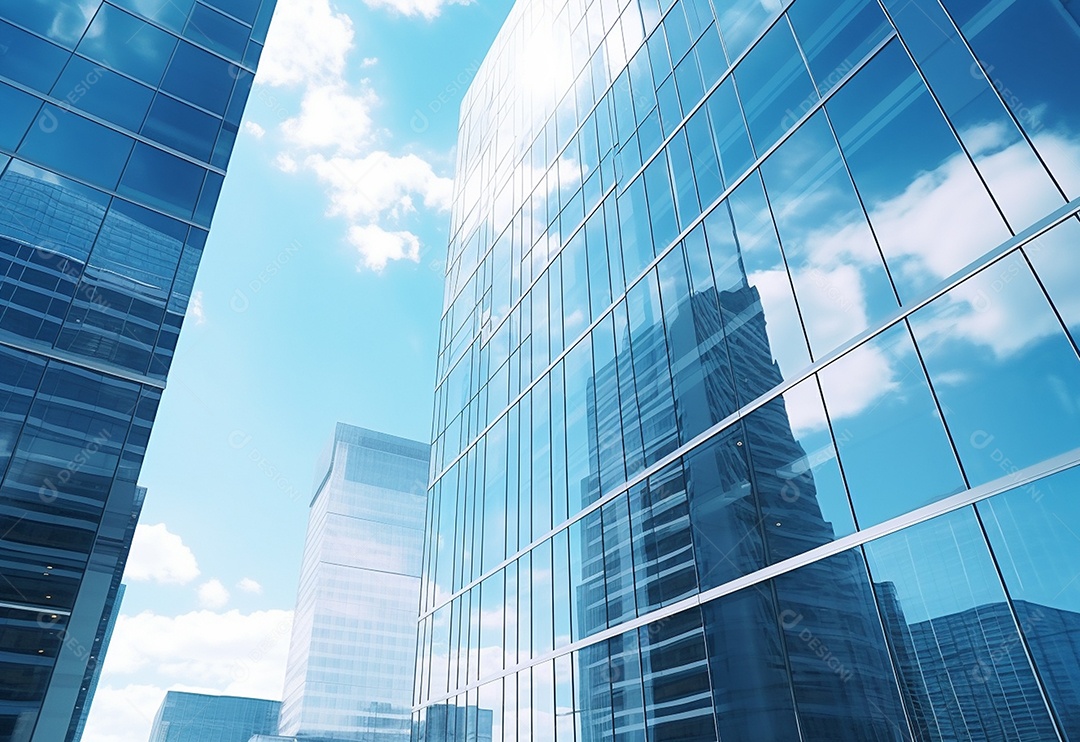Edifícios de escritórios de negócios de arranha-céus reflexivos