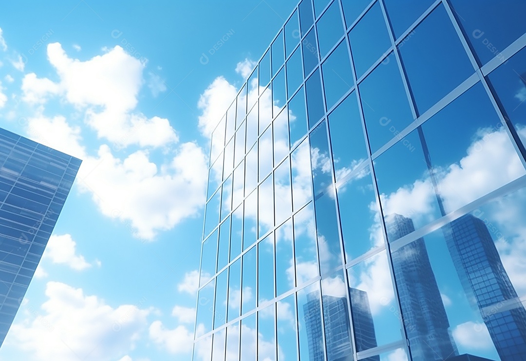 Edifícios de escritórios de negócios de arranha-céus reflexivos