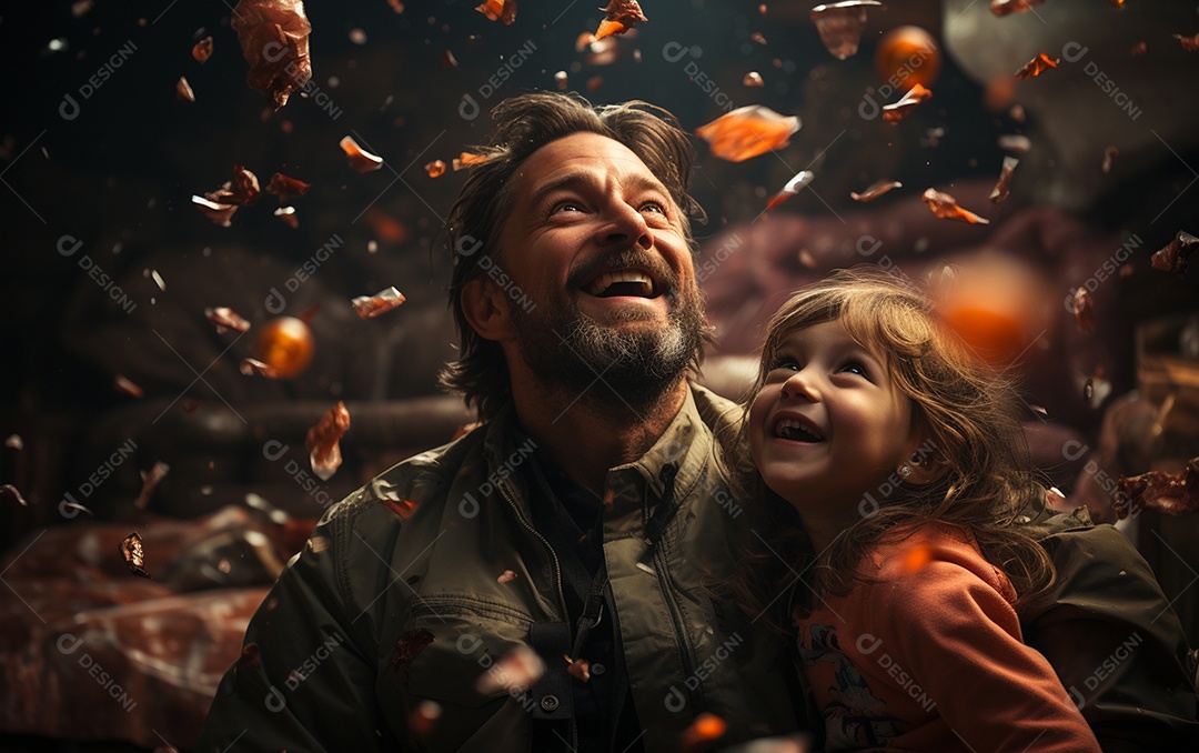 Pai e filha sorridentes