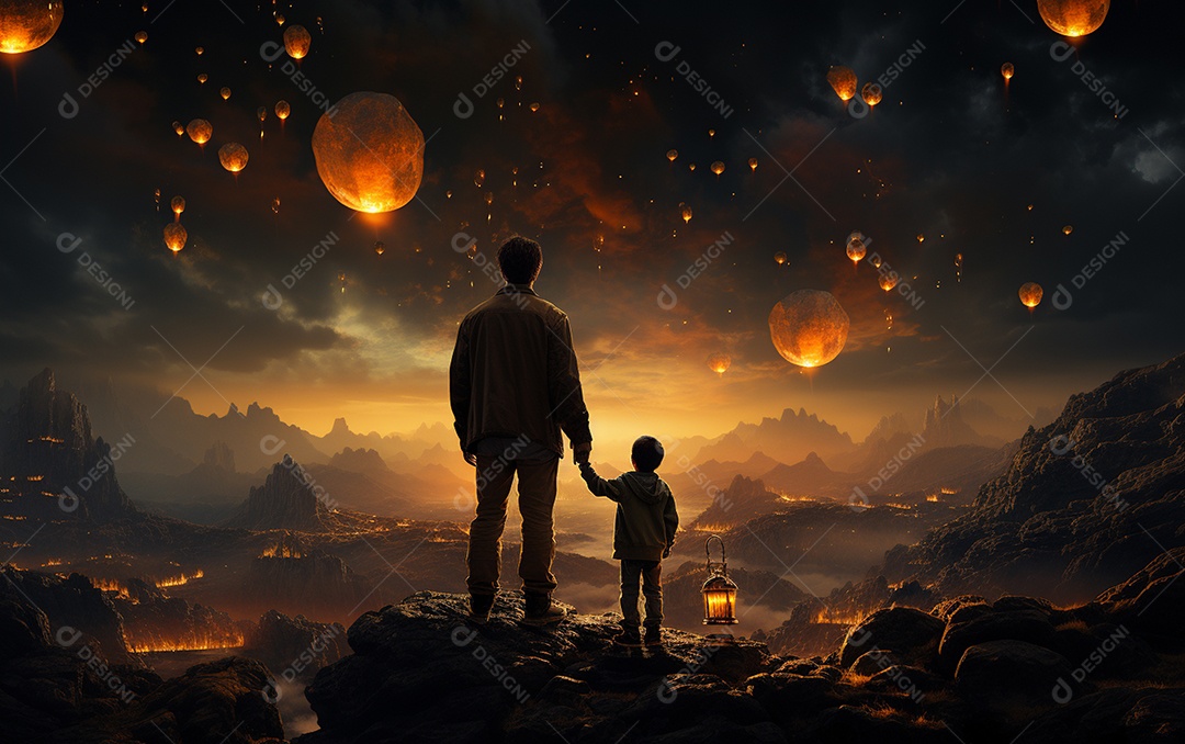 Pai e filho sorridentes