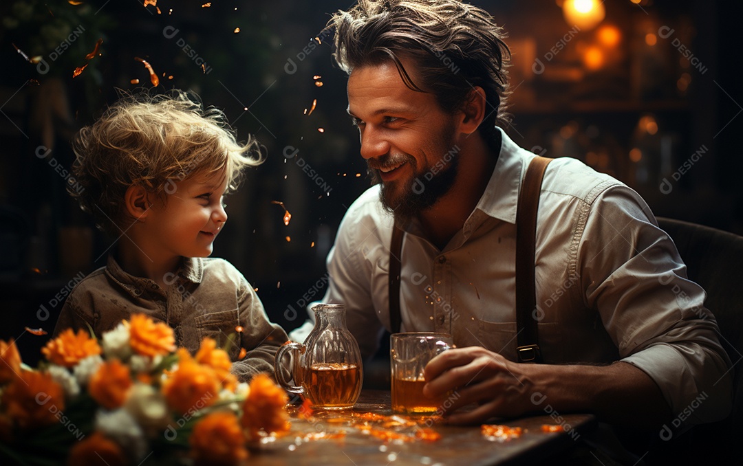 Pai e filha sorridentes