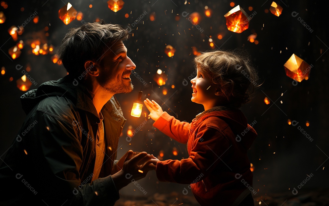 Pai e filha sorridentes