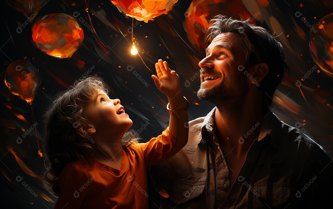 Pai e filha sorridentes