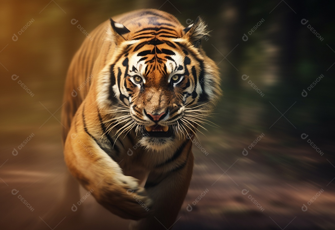 Tigre em movimento correndo