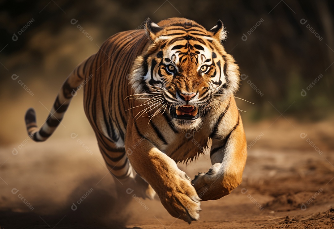 Tigre em movimento correndo