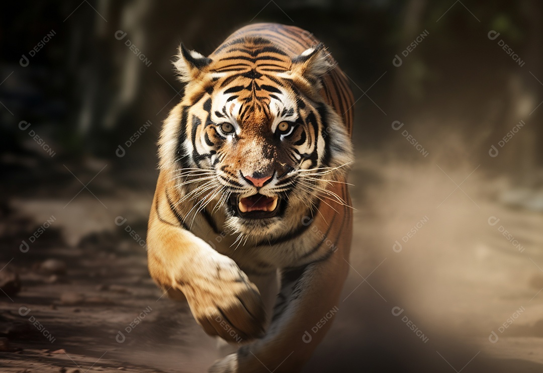 Tigre em movimento correndo