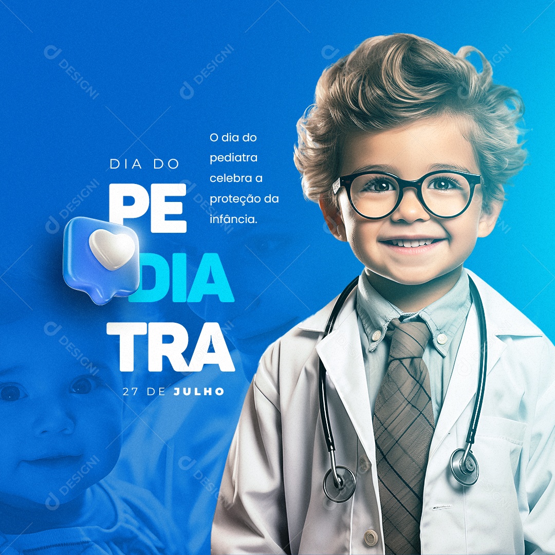 Dia do Pediatra Celebra a Proteção da Infância Social Media PSD Editável