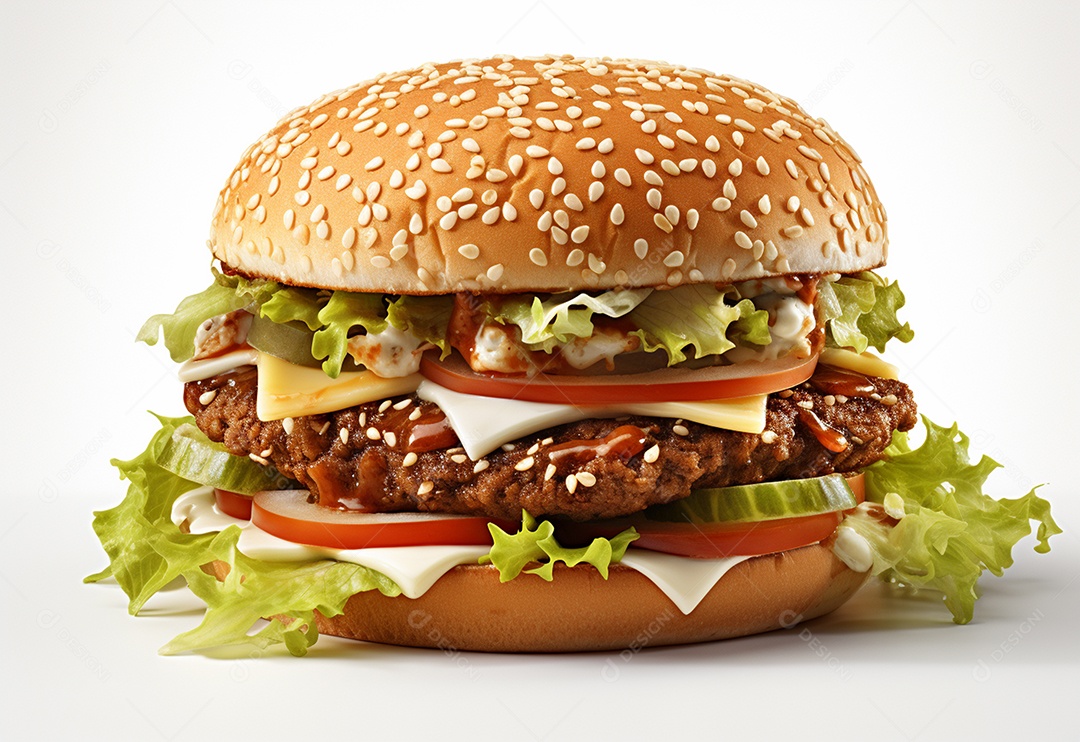 Delicioso hamburguer em fundo isolado