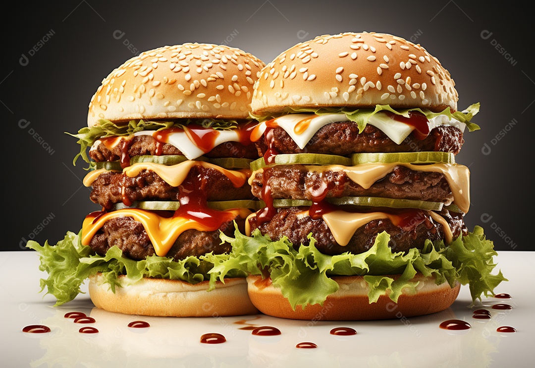 Delicioso hamburguer em fundo isolado