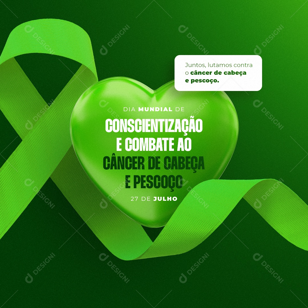 Social Media Dia Mundial de Conscientização e Combate ao Câncer De Cabeça e Pescoço 27 de Julho PSD Editável