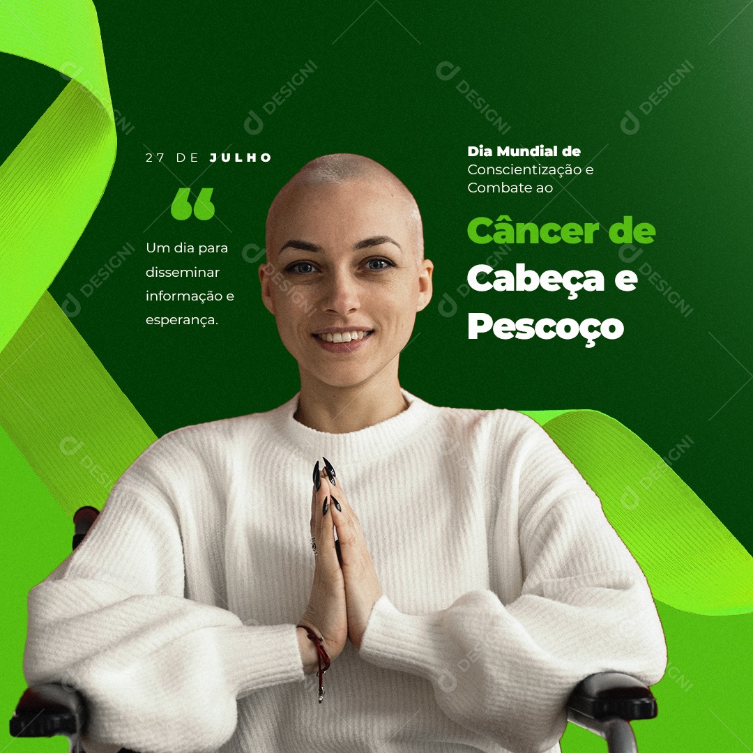 Dia Mundial de Conscientização e Combate ao Câncer De Cabeça e Pescoço 27 De Julho Social Media PSD Editável