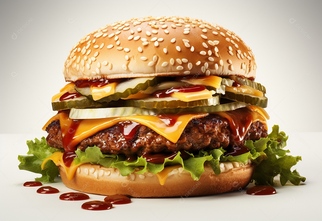 Delicioso hamburguer em fundo isolado