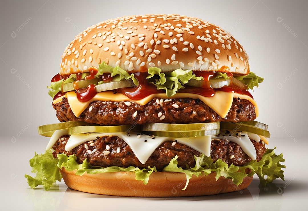 Delicioso hamburguer em fundo isolado