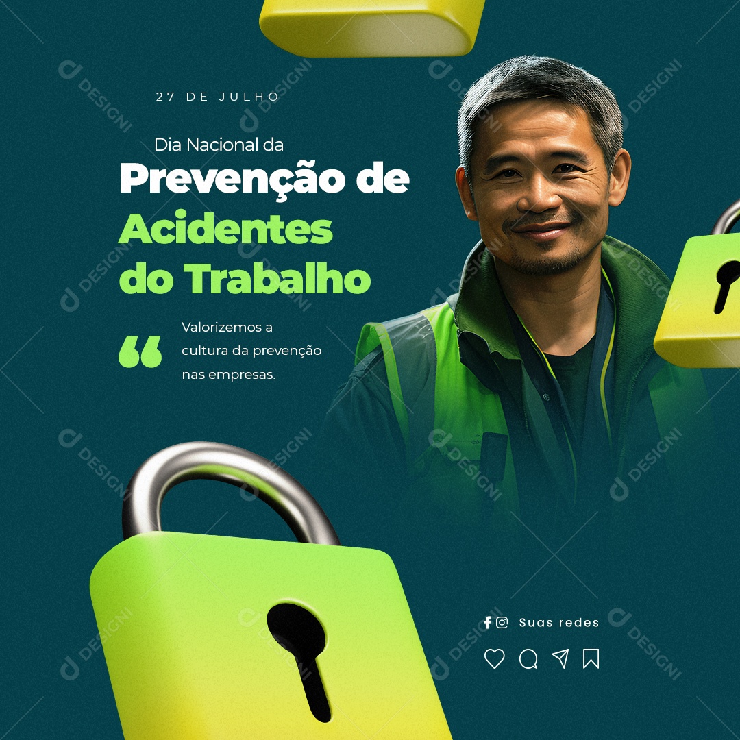 Social Media Dia Nacional da Prevenção de Acidentes do Trabalho Valorizemos a Cultura PSD Editável