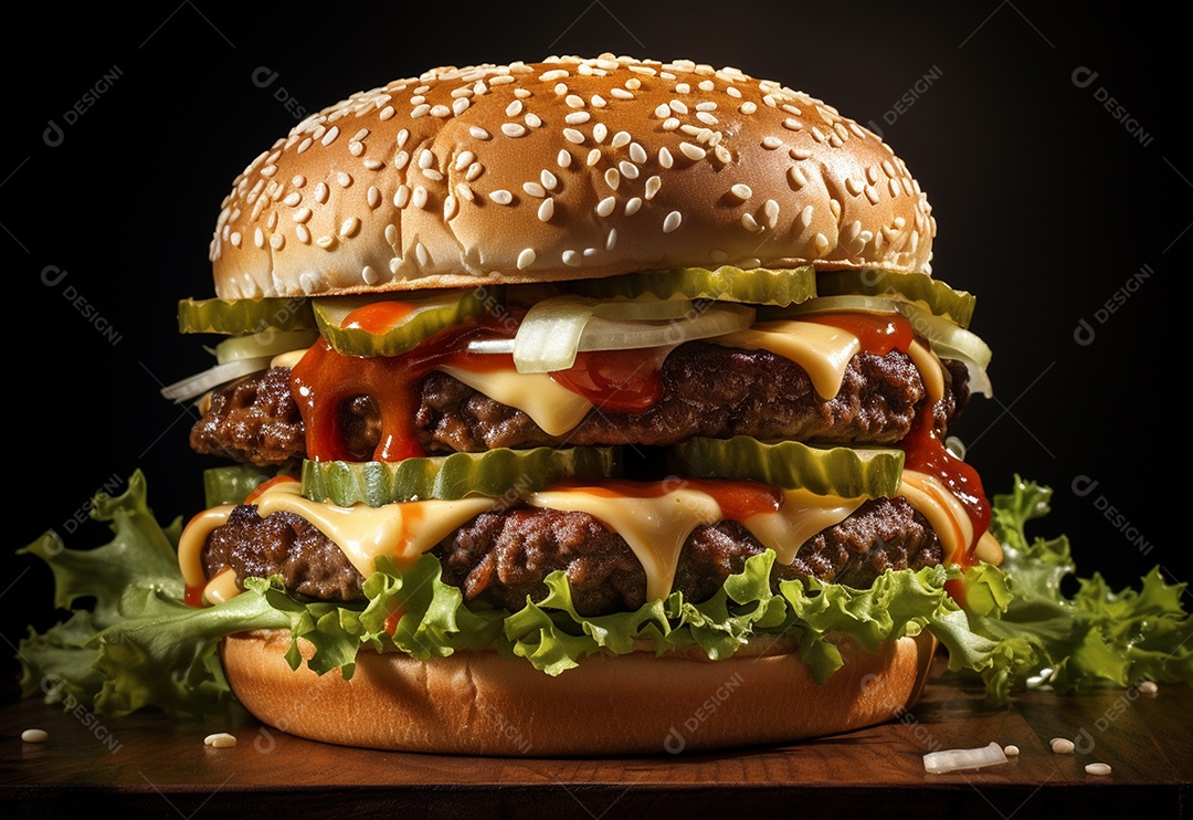 Delicioso hamburguer em fundo isolado