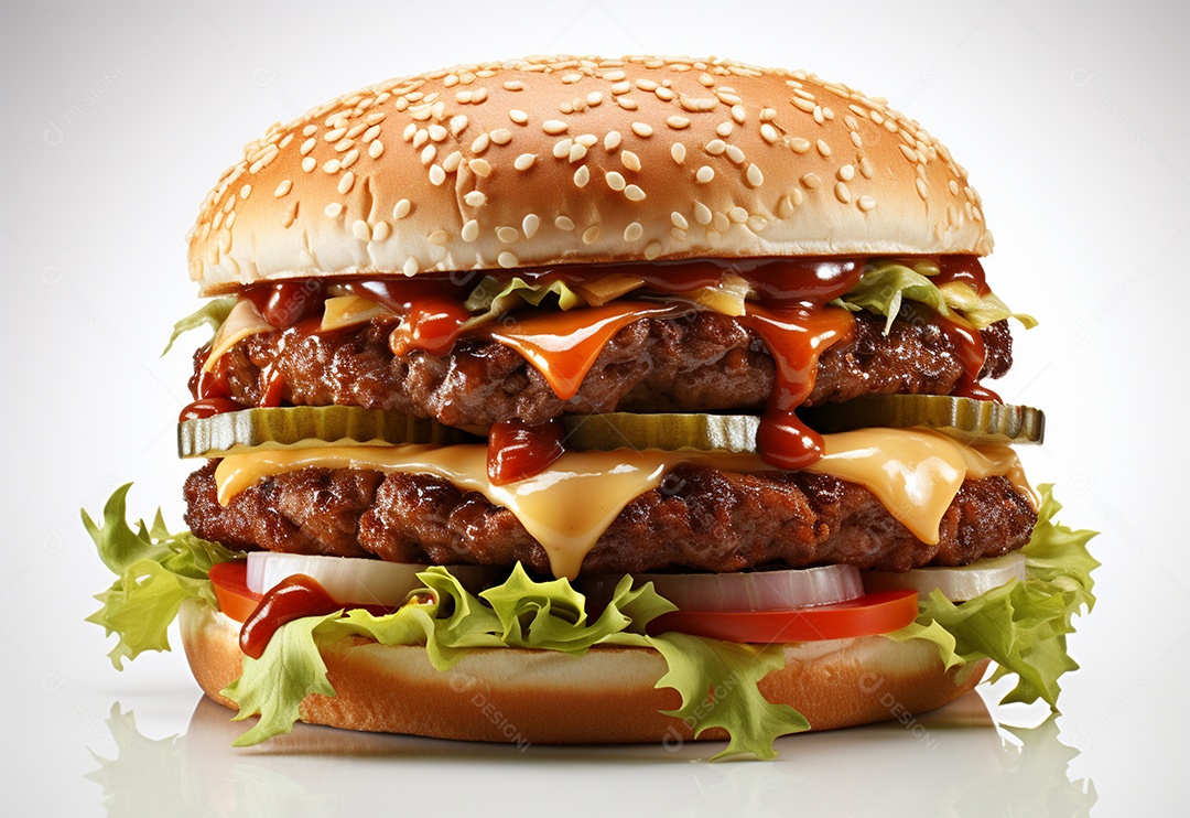 Delicioso hamburguer em fundo isolado