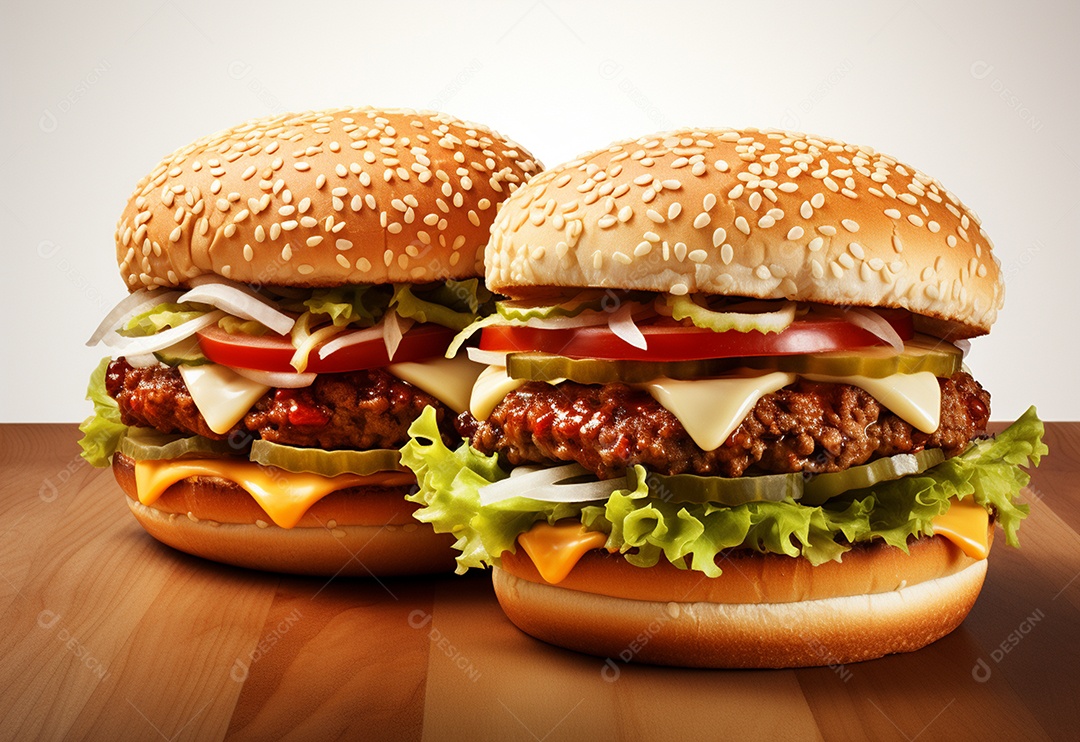 Delicioso hamburguer em fundo isolado