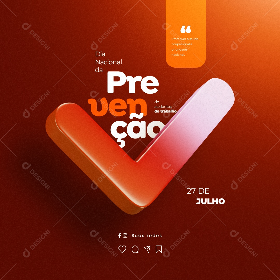 Social Media Dia Nacional da Prevenção de Acidentes do Trabalho 27 De Julho PSD Editável