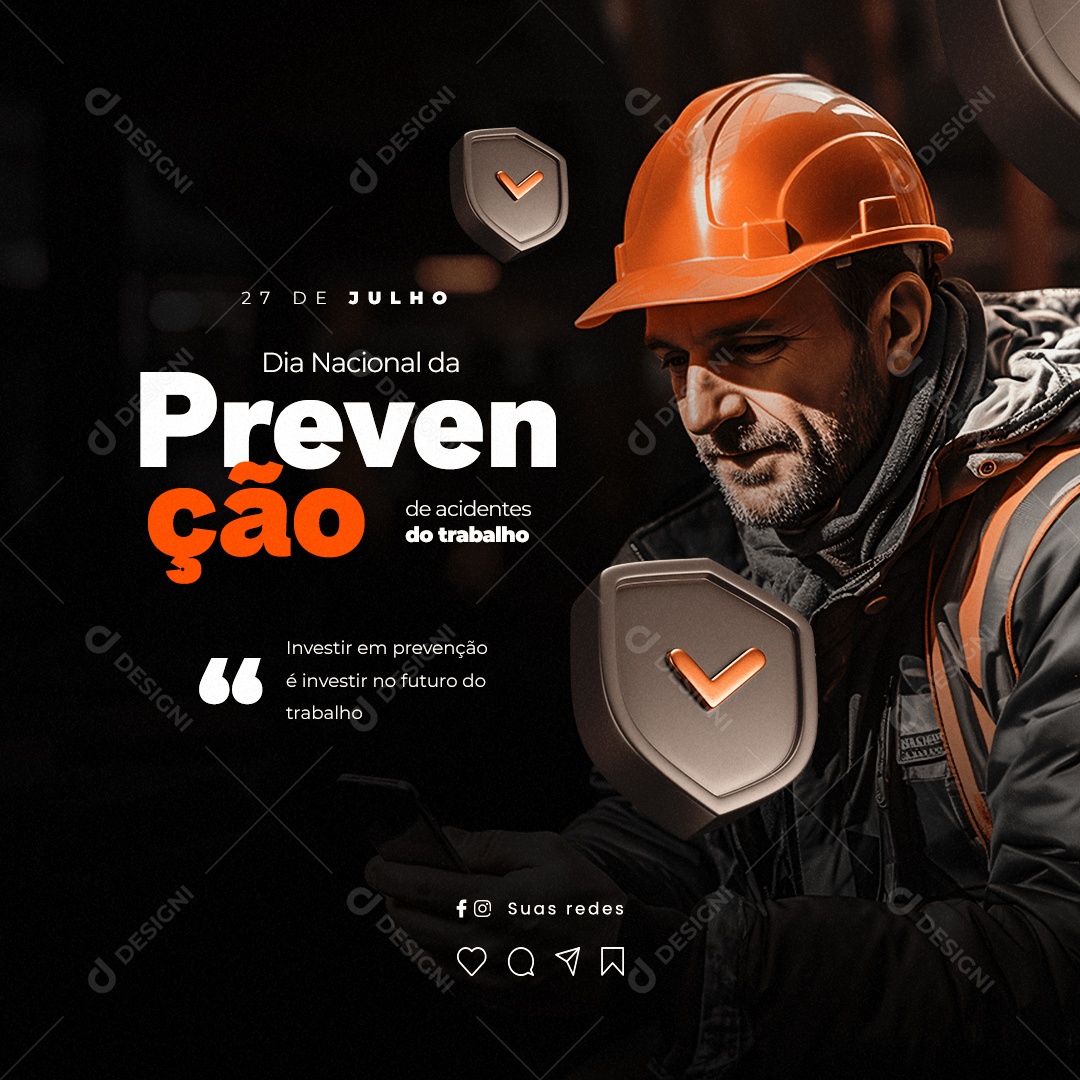 Social Media Dia Nacional da Prevenção de Acidentes do Trabalho PSD Editável