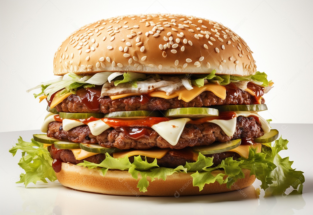 Delicioso hamburguer em fundo isolado