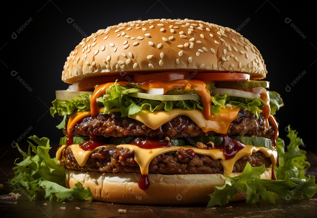 Delicioso hamburguer em fundo isolado