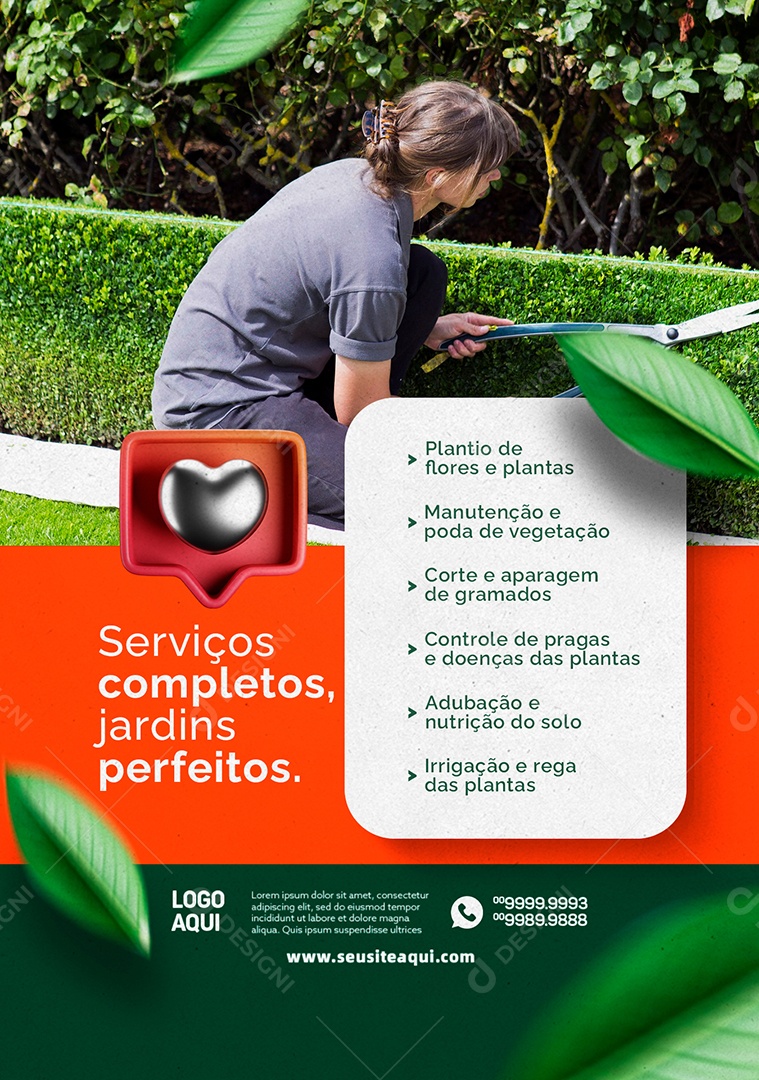 Jardinagem Serviços Completos Jardins Perfeitos Social Media PSD Editável