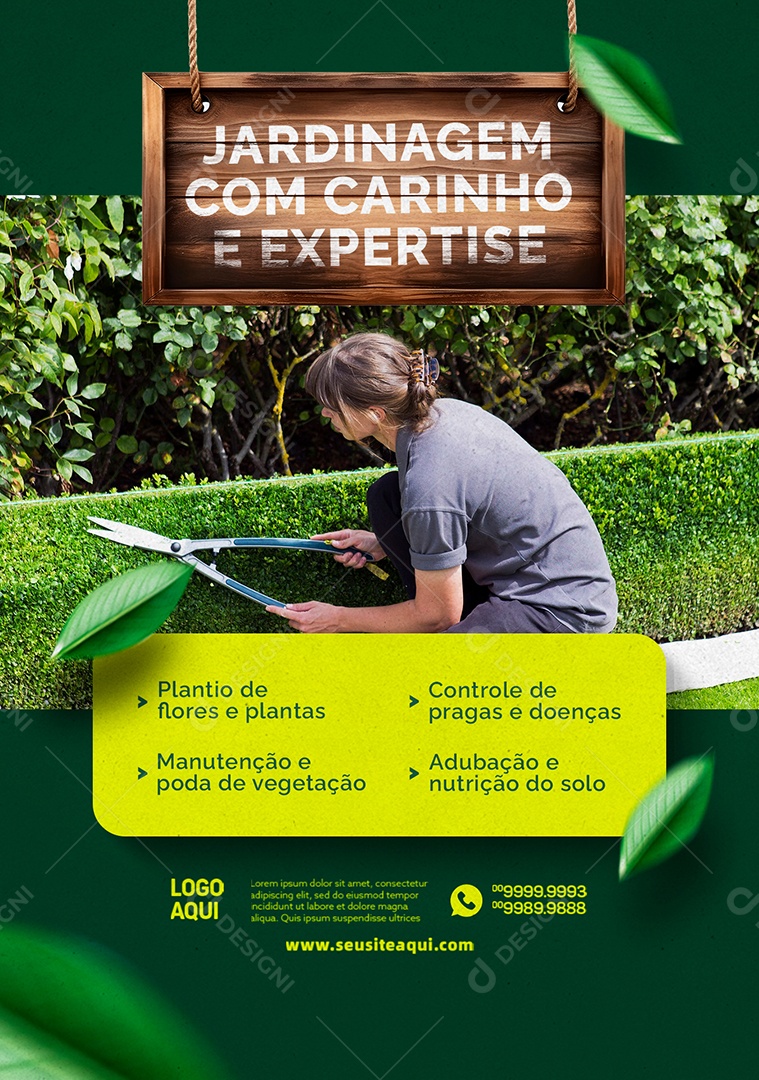 Jardinagem Com Carinho e Expertise Social Media PSD Editável