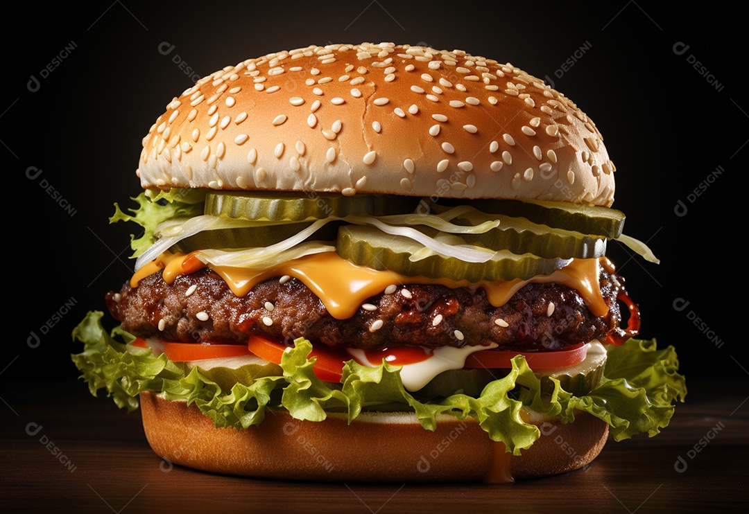 Delicioso hamburguer em fundo isolado