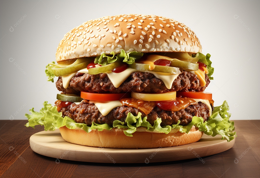 Delicioso hamburguer em fundo isolado