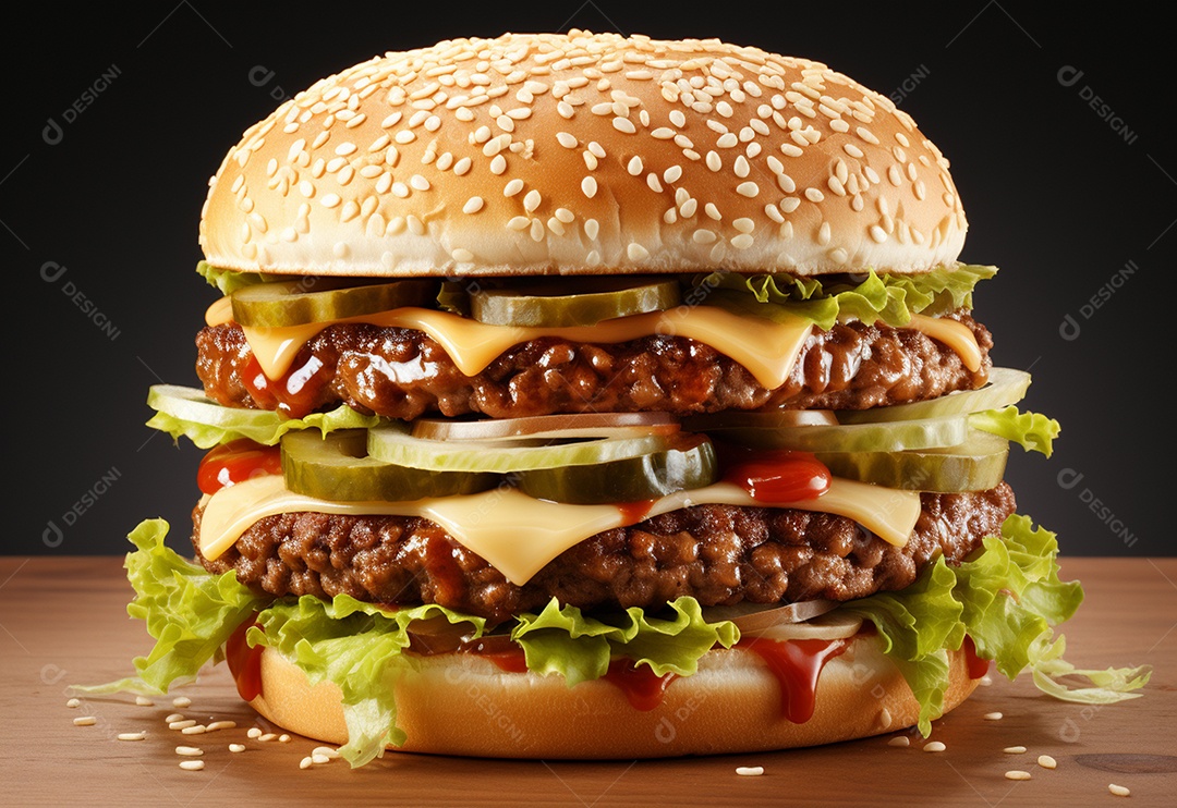 Delicioso hamburguer em fundo isolado