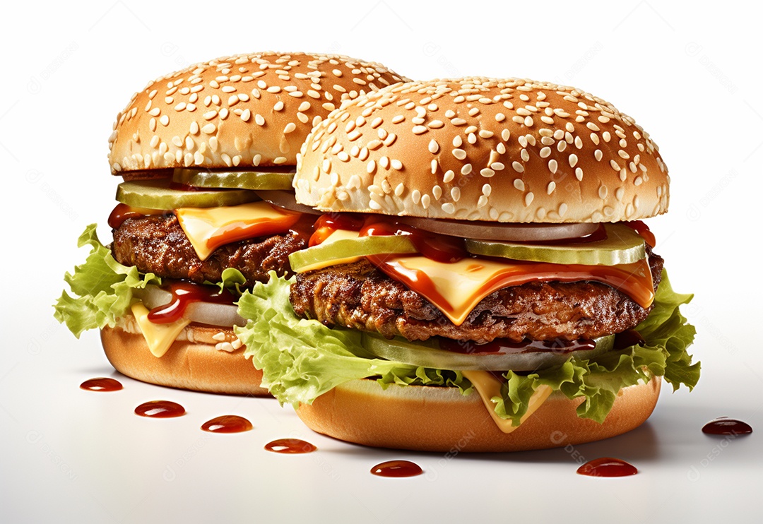 Delicioso hamburguer em fundo isolado