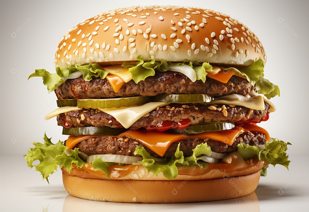 Delicioso hamburguer em fundo isolado