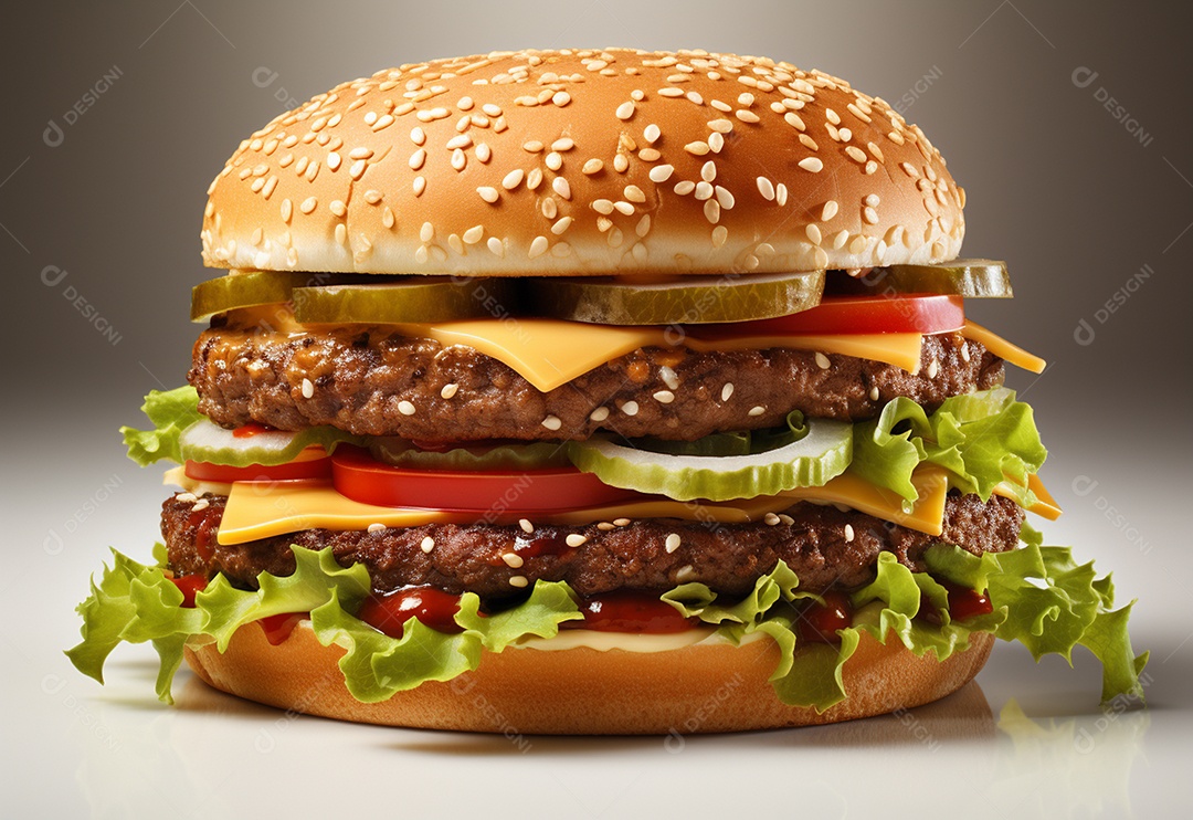 Delicioso hambúrguer caseiro em fundo branco