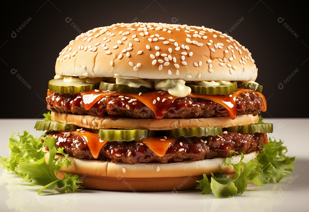 Delicioso hambúrguer caseiro em fundo branco