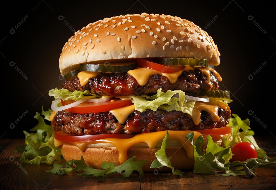 Delicioso hambúrguer caseiro em fundo branco