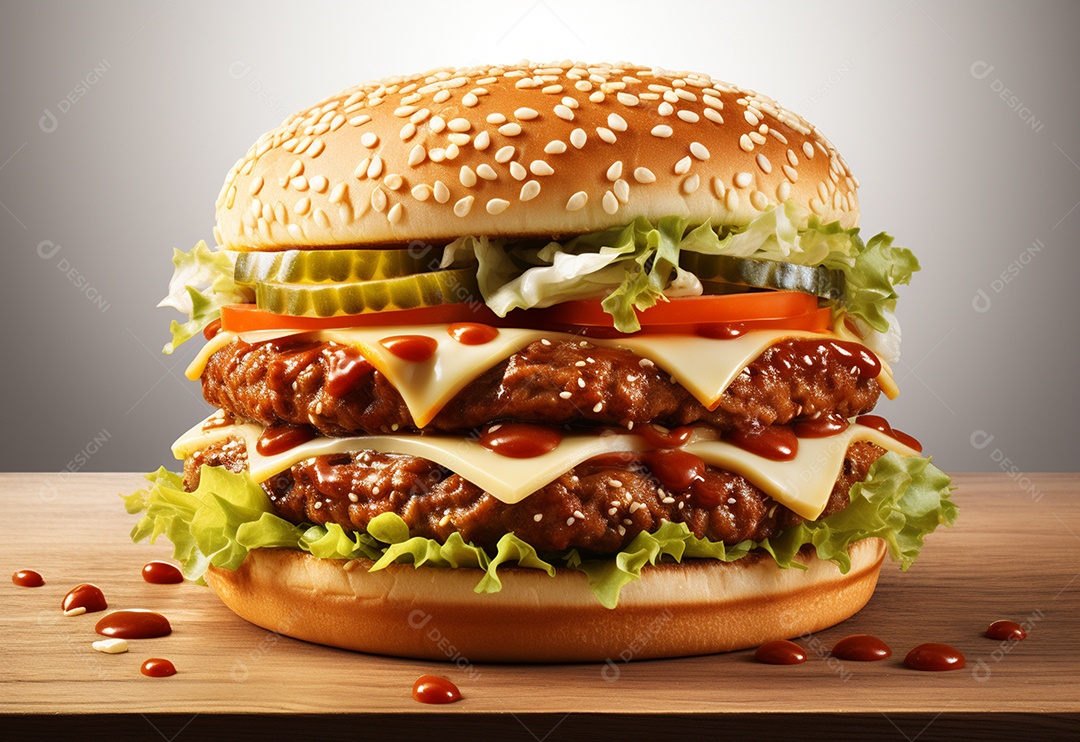 Delicioso hambúrguer caseiro em fundo branco