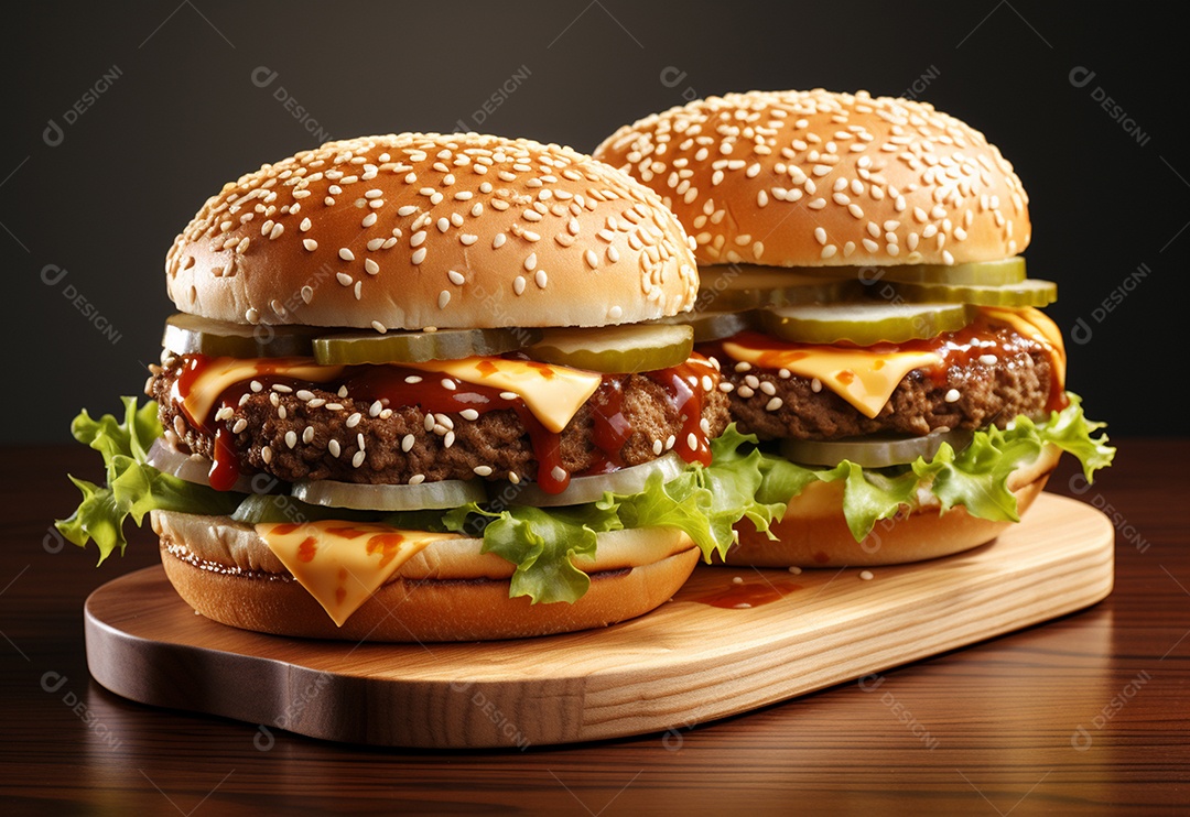 Delicioso hambúrguer caseiro em fundo branco