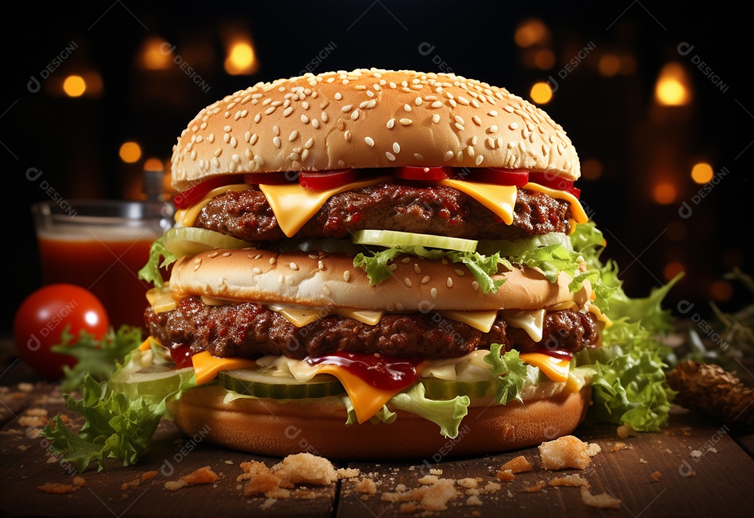 Delicioso hambúrguer caseiro em fundo branco