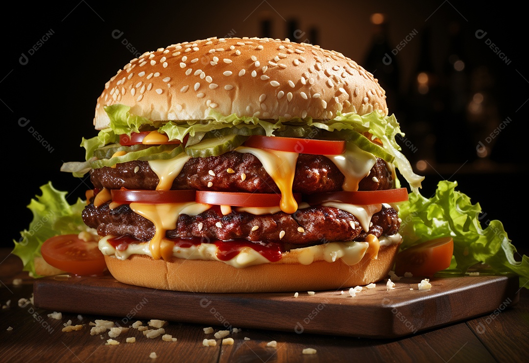 Delicioso hambúrguer caseiro em fundo branco